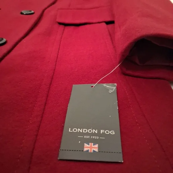 LONDON FOG Red Peacoat NWT Women's Medium Wool Coat Single-Breasted Jacket New - Picture 13 of 15
